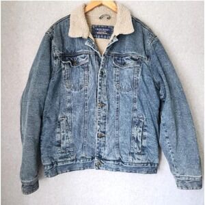 Vintage‎ Bass Creek Outfitters Workwear Men's XL Denim Sherpa Lined Jean Jacket